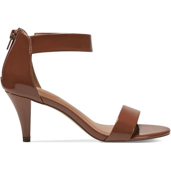 Style & Co. Womens Paycee Zipper Patent Dress Sandals Brown 11 Medium - Picture 1 of 3